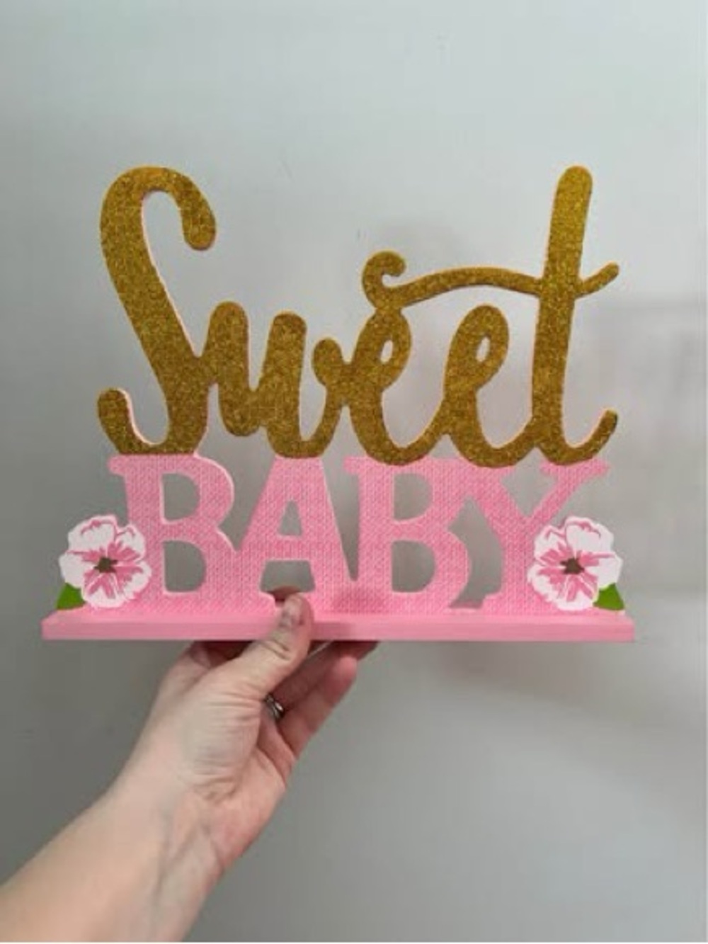 Sweet Baby Pink and Gold Tabletop Party Sign